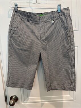 Boss Black & White Micro-Check Bermuda Shorts